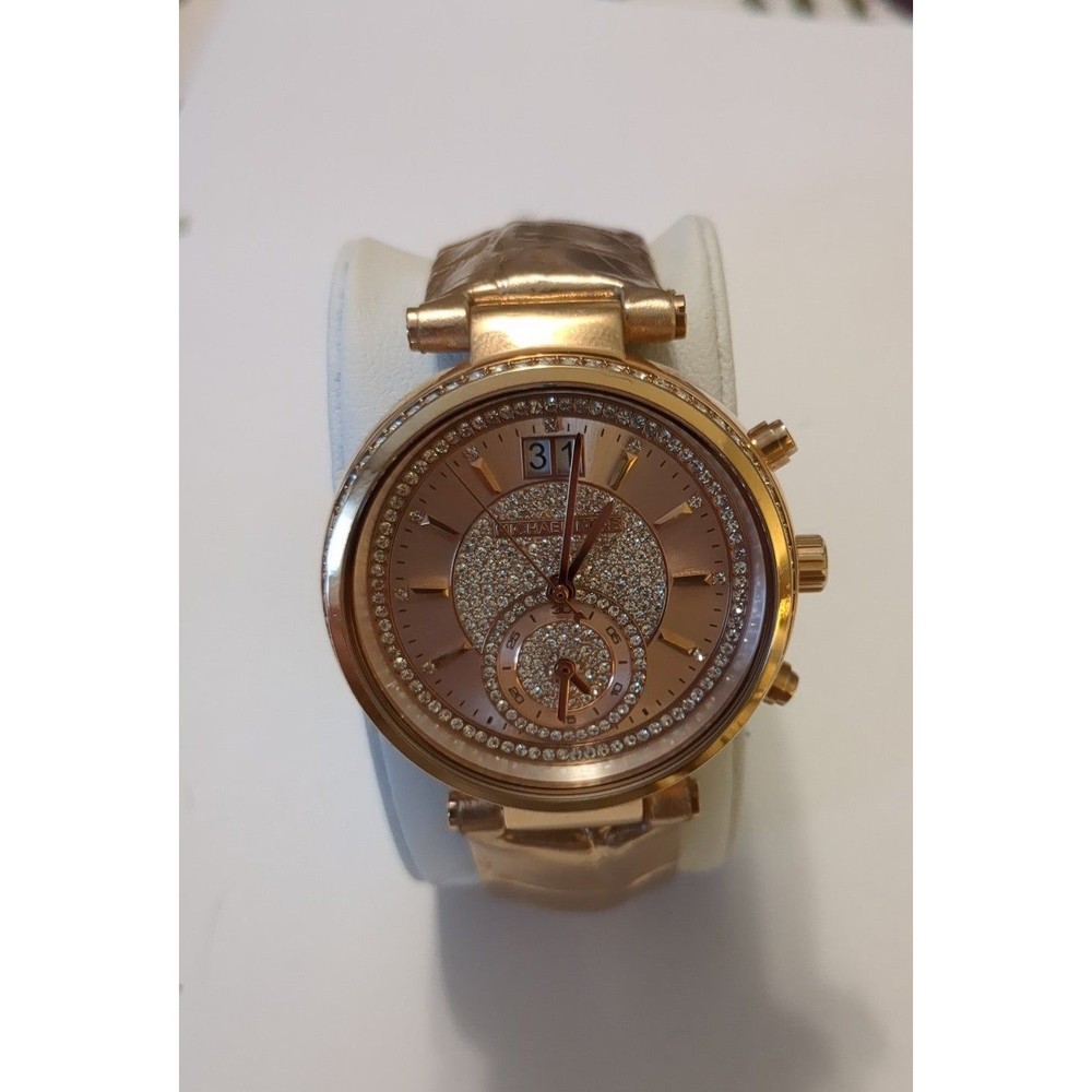 MICHAEL KORS Sawyer Rose Gold Crystal Pave Dial Watch
